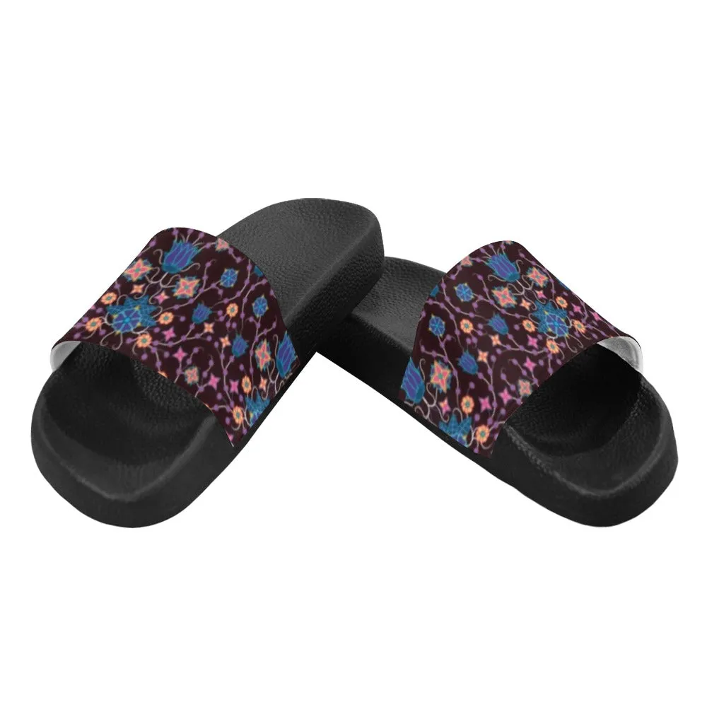 Floral Damask Purple Women's Slide Sandals