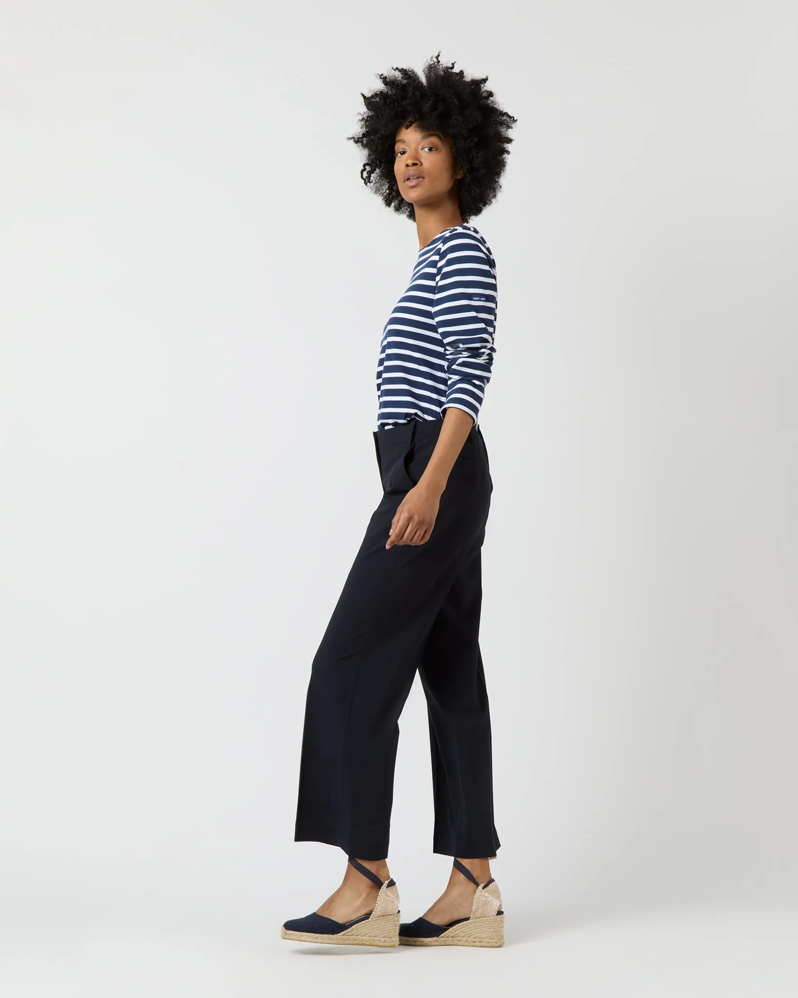 Frankie Cropped Pant in Navy Bi-Stretch Tropical Wool