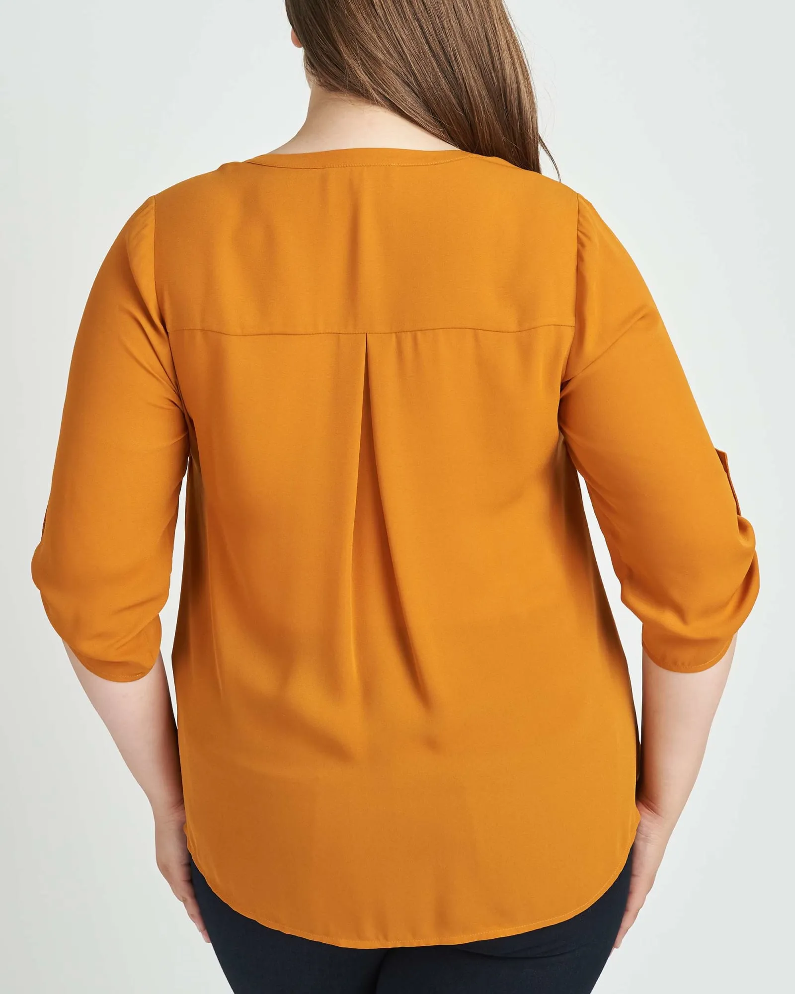 Gabriella 3/4 Roll-Tab Sleeve Blouse | TERRACOTTA