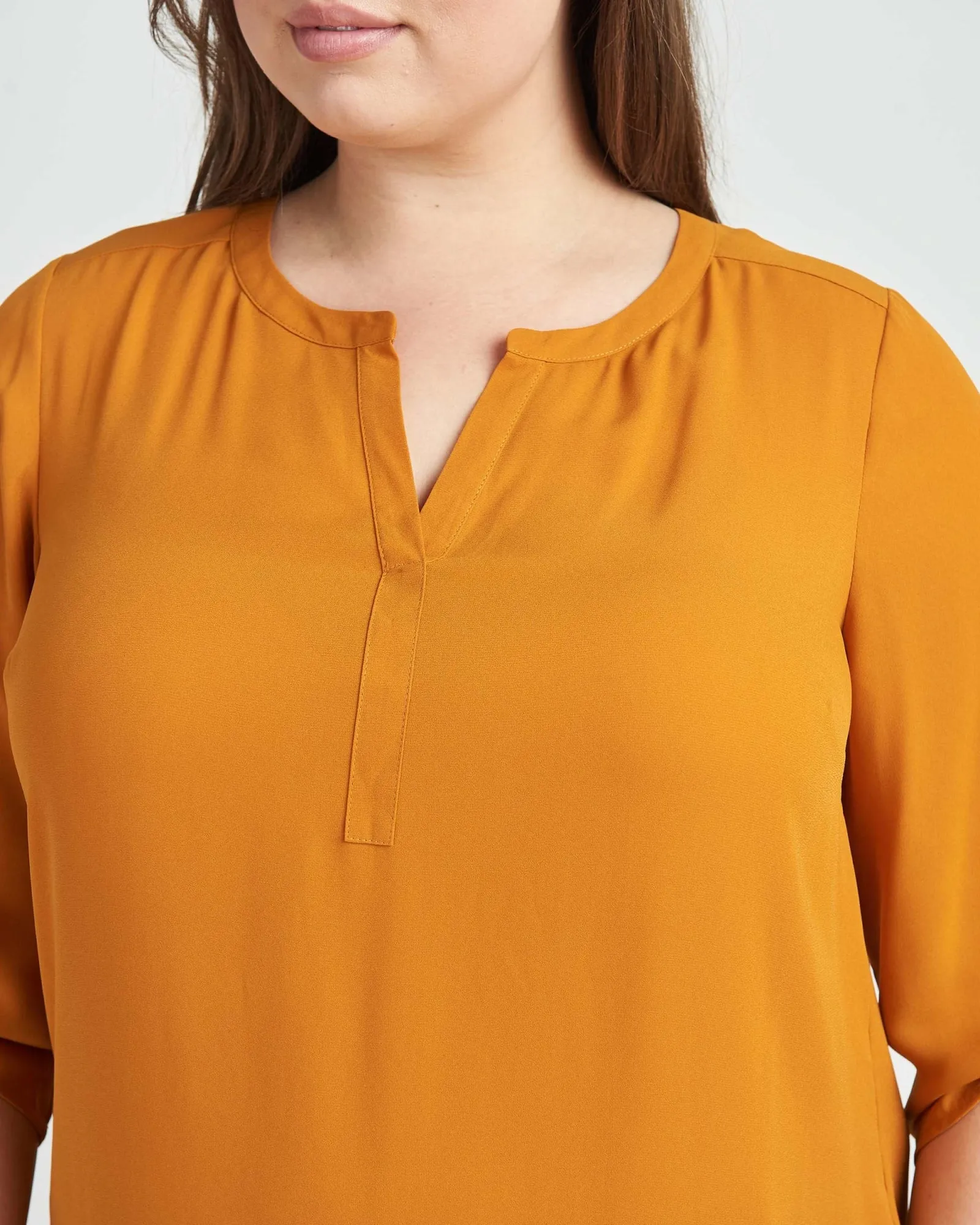 Gabriella 3/4 Roll-Tab Sleeve Blouse | TERRACOTTA