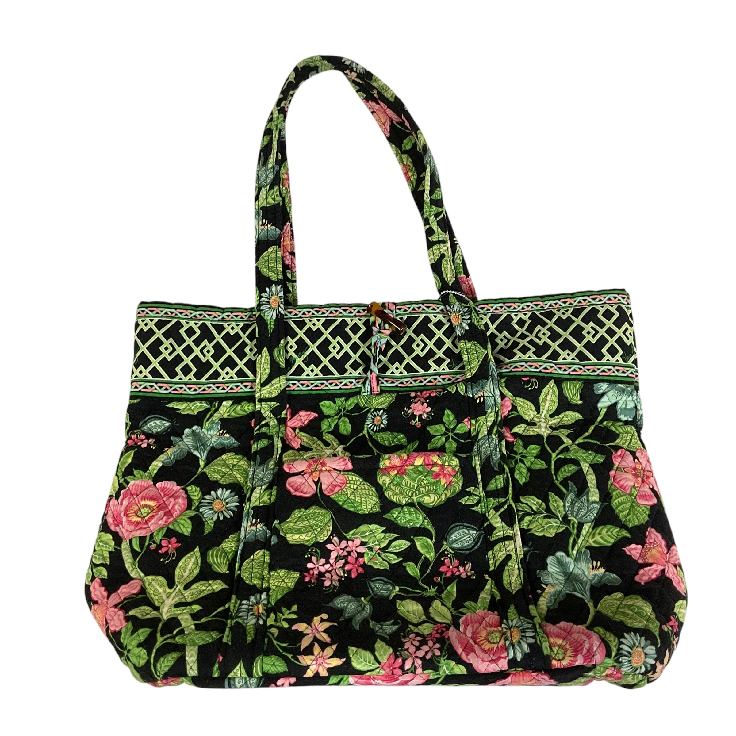 Handbag By Vera Bradley In Black & Green, Size:Medium