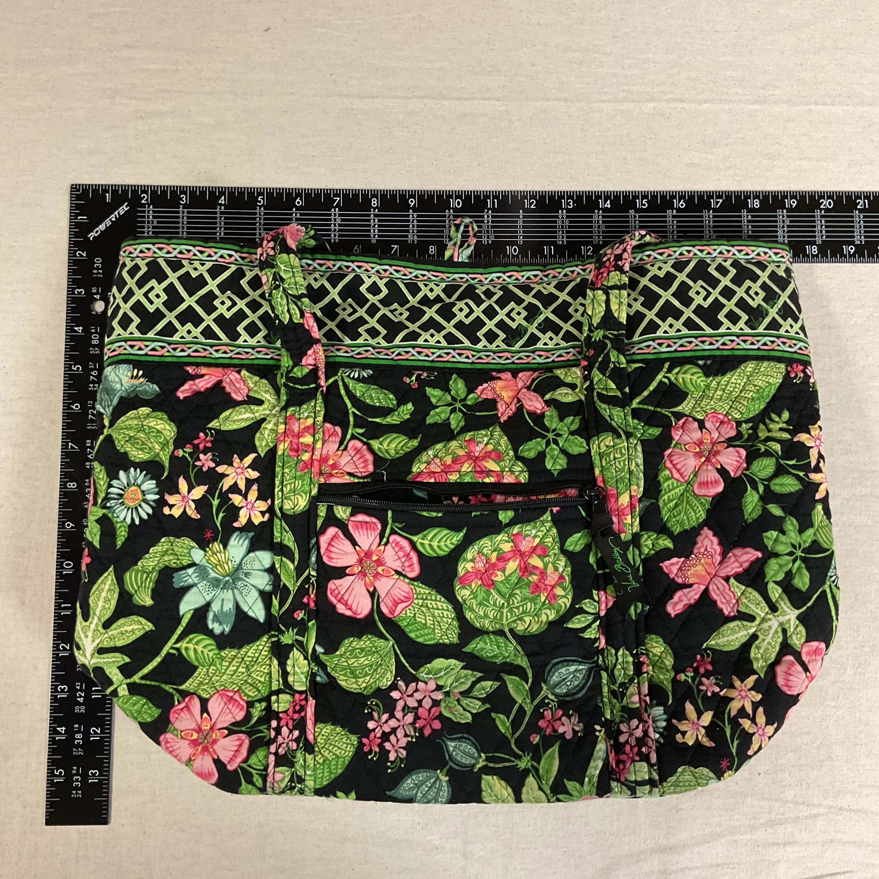 Handbag By Vera Bradley In Black & Green, Size:Medium