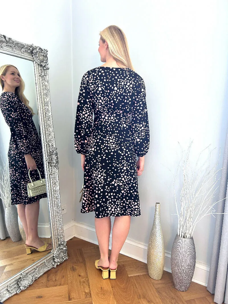 Heart Print Flared Hem Dress