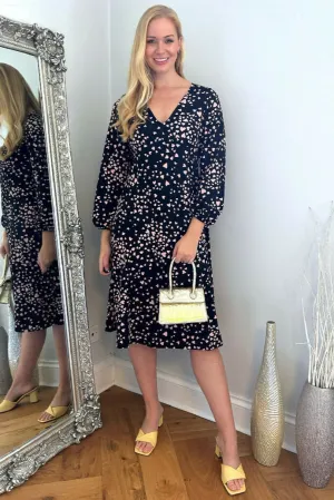 Heart Print Flared Hem Dress
