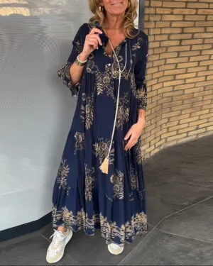 Jona - Lssiges Vintage-Kleid mit V-Ausschnitt