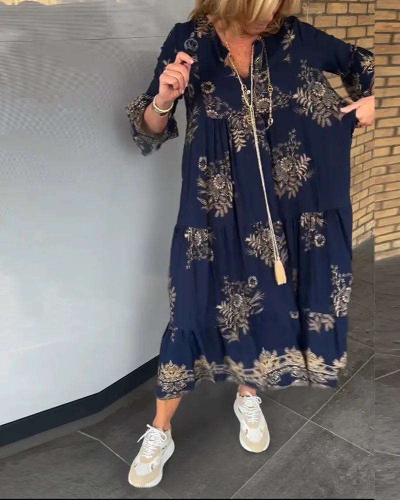 Jona - Lssiges Vintage-Kleid mit V-Ausschnitt