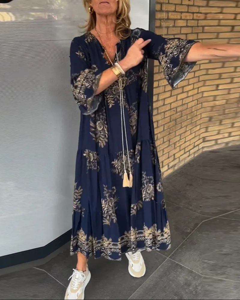 Jona - Lssiges Vintage-Kleid mit V-Ausschnitt
