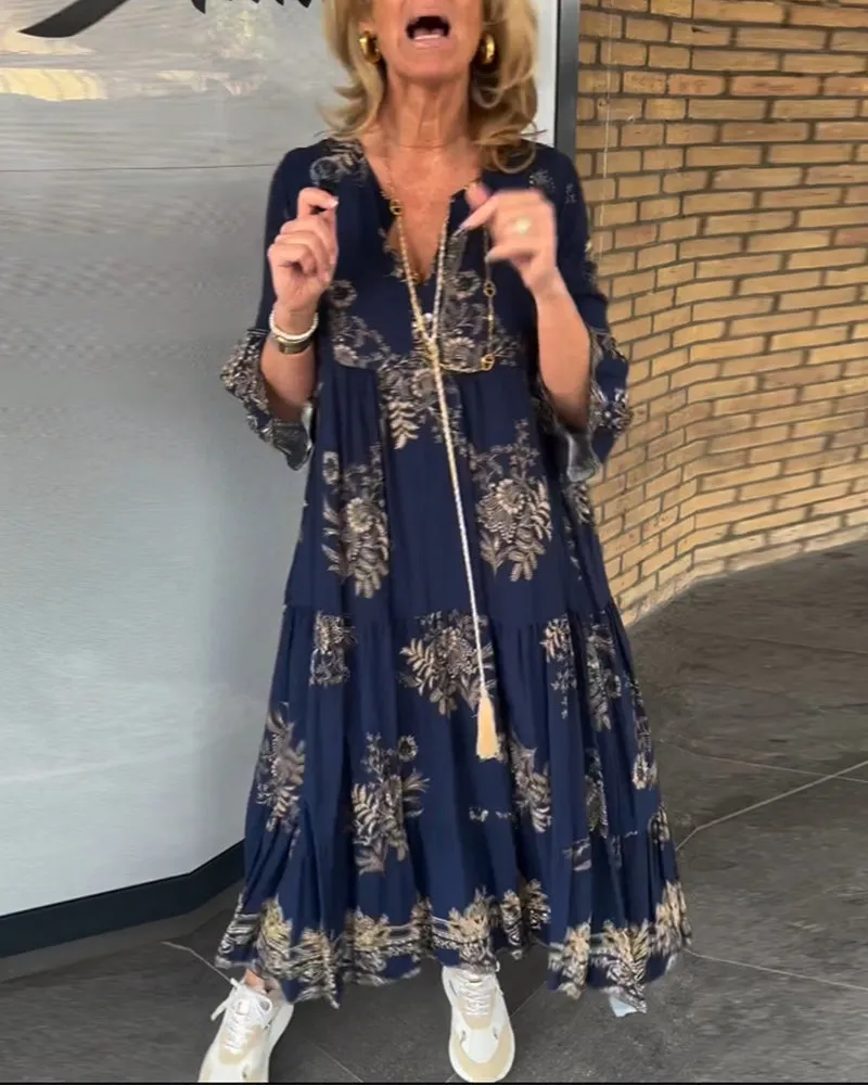 Jona - Lssiges Vintage-Kleid mit V-Ausschnitt