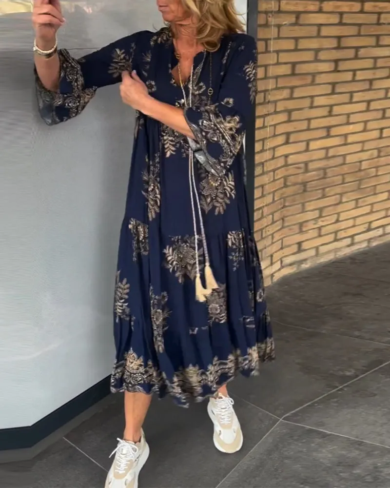 Jona - Lssiges Vintage-Kleid mit V-Ausschnitt