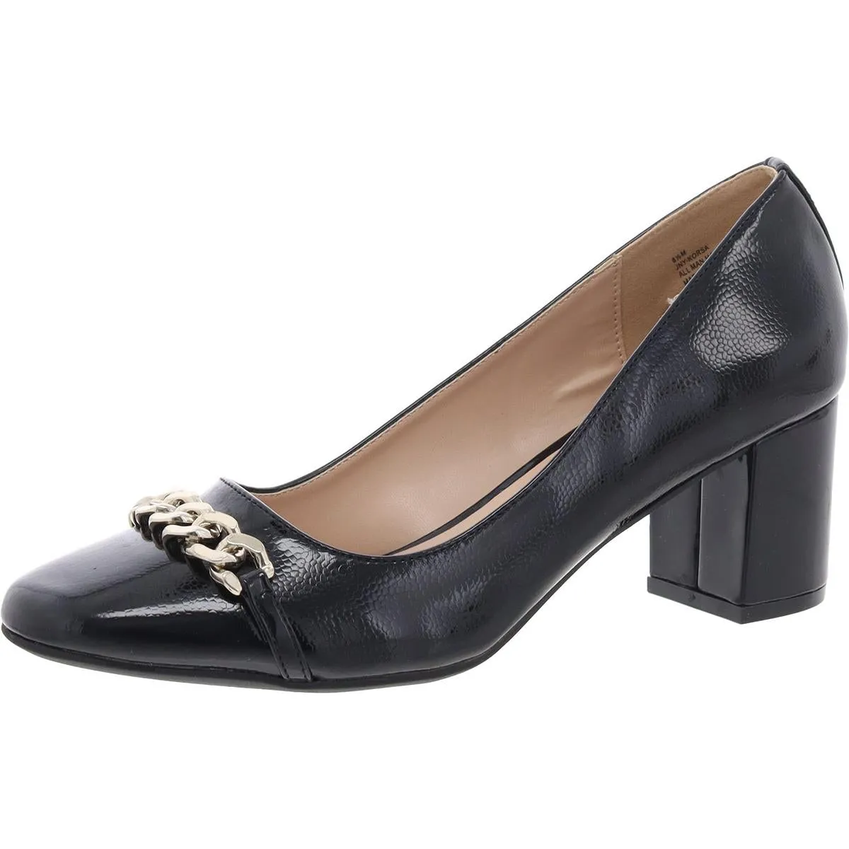 Jones New York Womens Korsa Patent Chain Block Heels