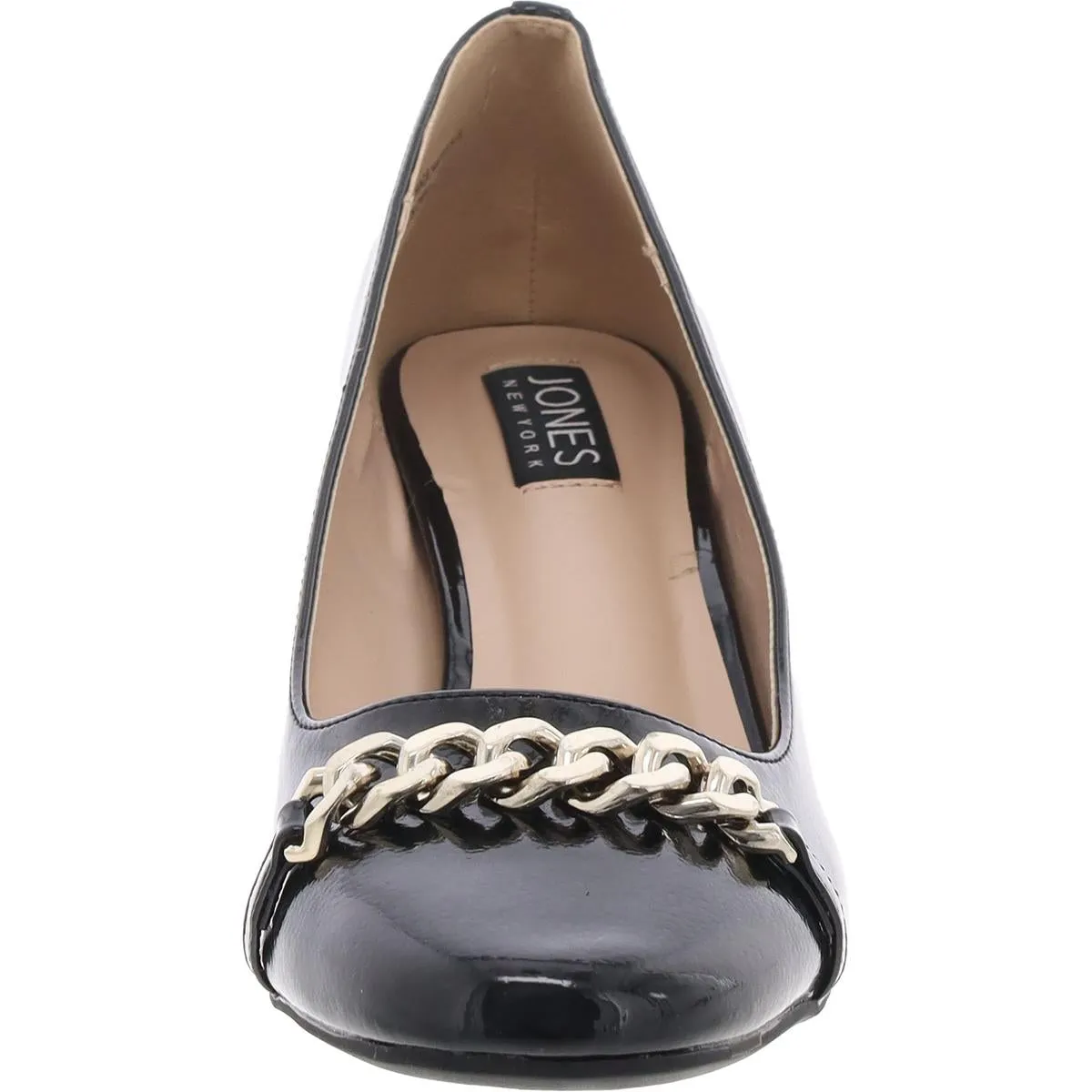 Jones New York Womens Korsa Patent Chain Block Heels