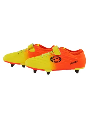Junior Yellow Orange Ignisio Easy Fasten 6 Stud Football Boot