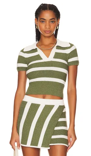 L'Academie Drea Striped Knit Top in Green