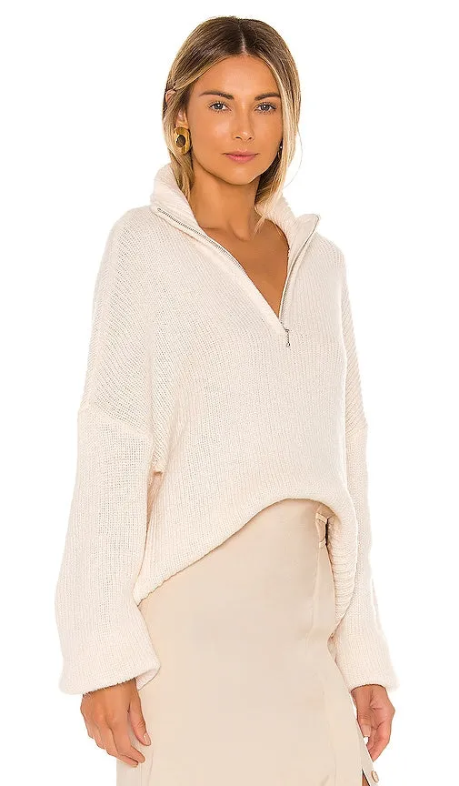 L'Academie Oliver Zip Up Sweater in Ivory