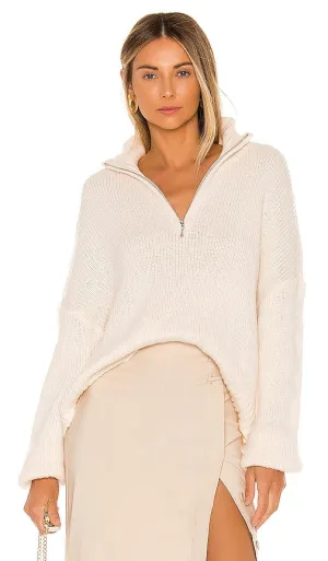 L'Academie Oliver Zip Up Sweater in Ivory