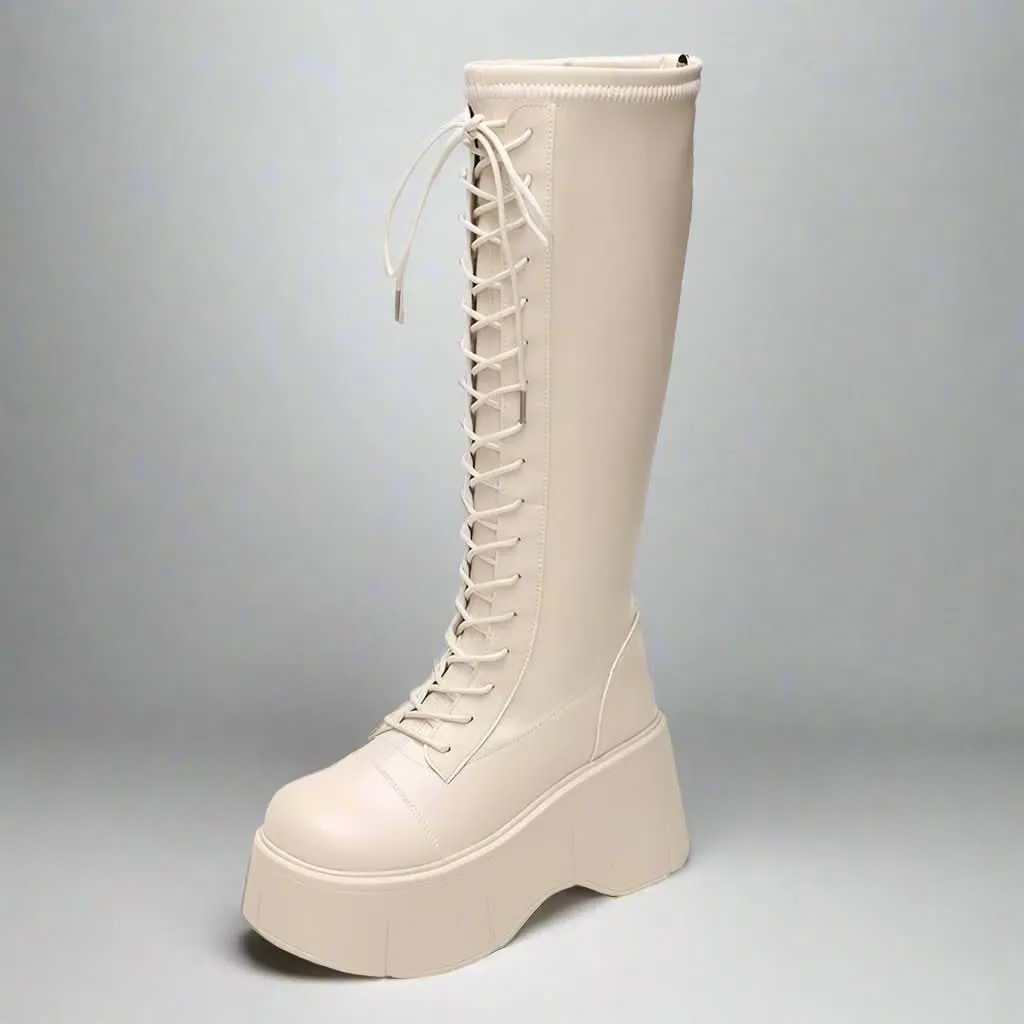 Lace-up Platform High Heel Boots