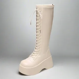 Lace-up Platform High Heel Boots