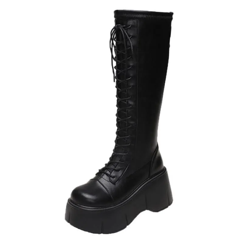 Lace-up Platform High Heel Boots
