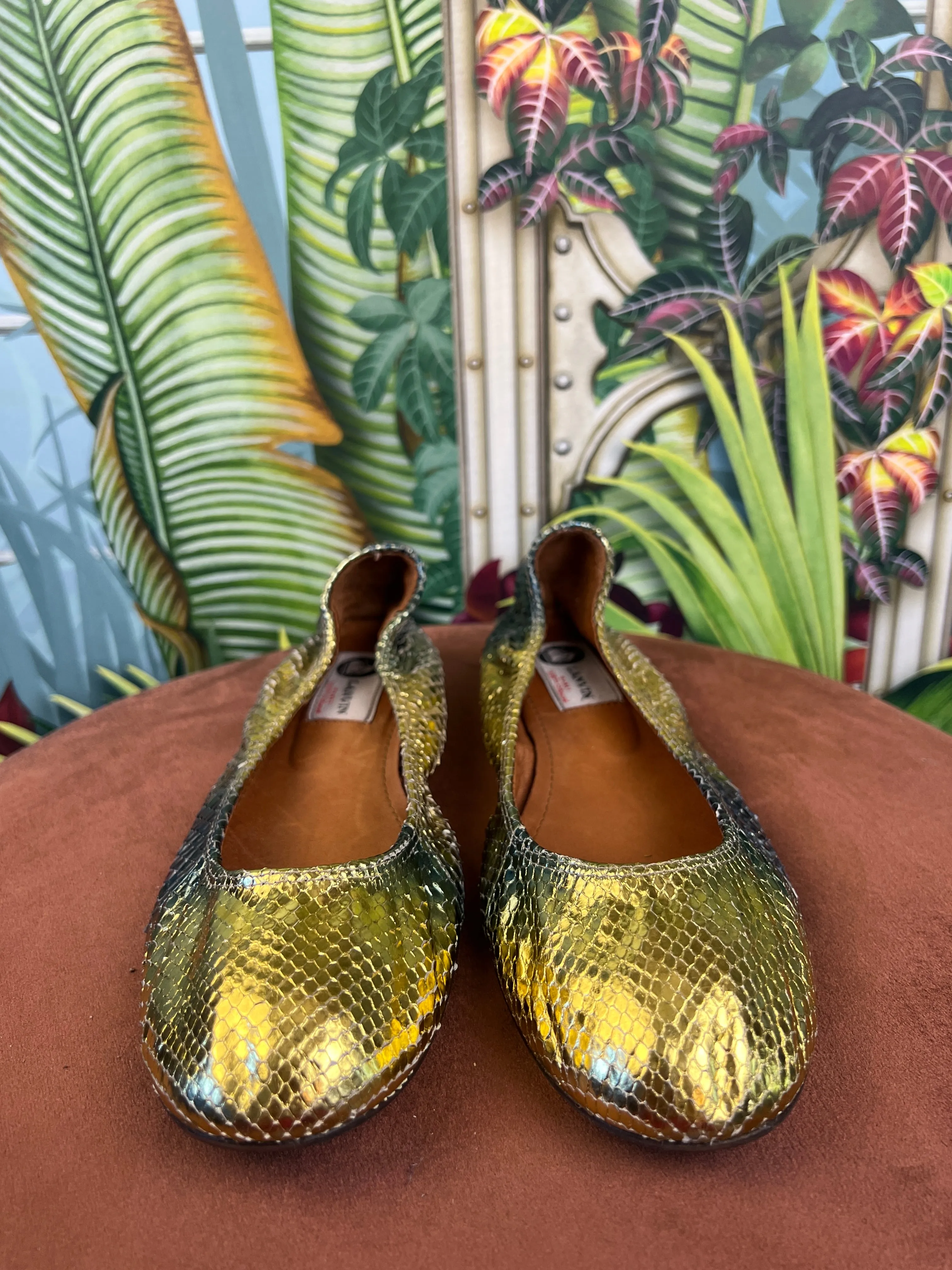 Lanvin ballerina metallic gold/blue