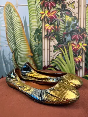 Lanvin ballerina metallic gold/blue