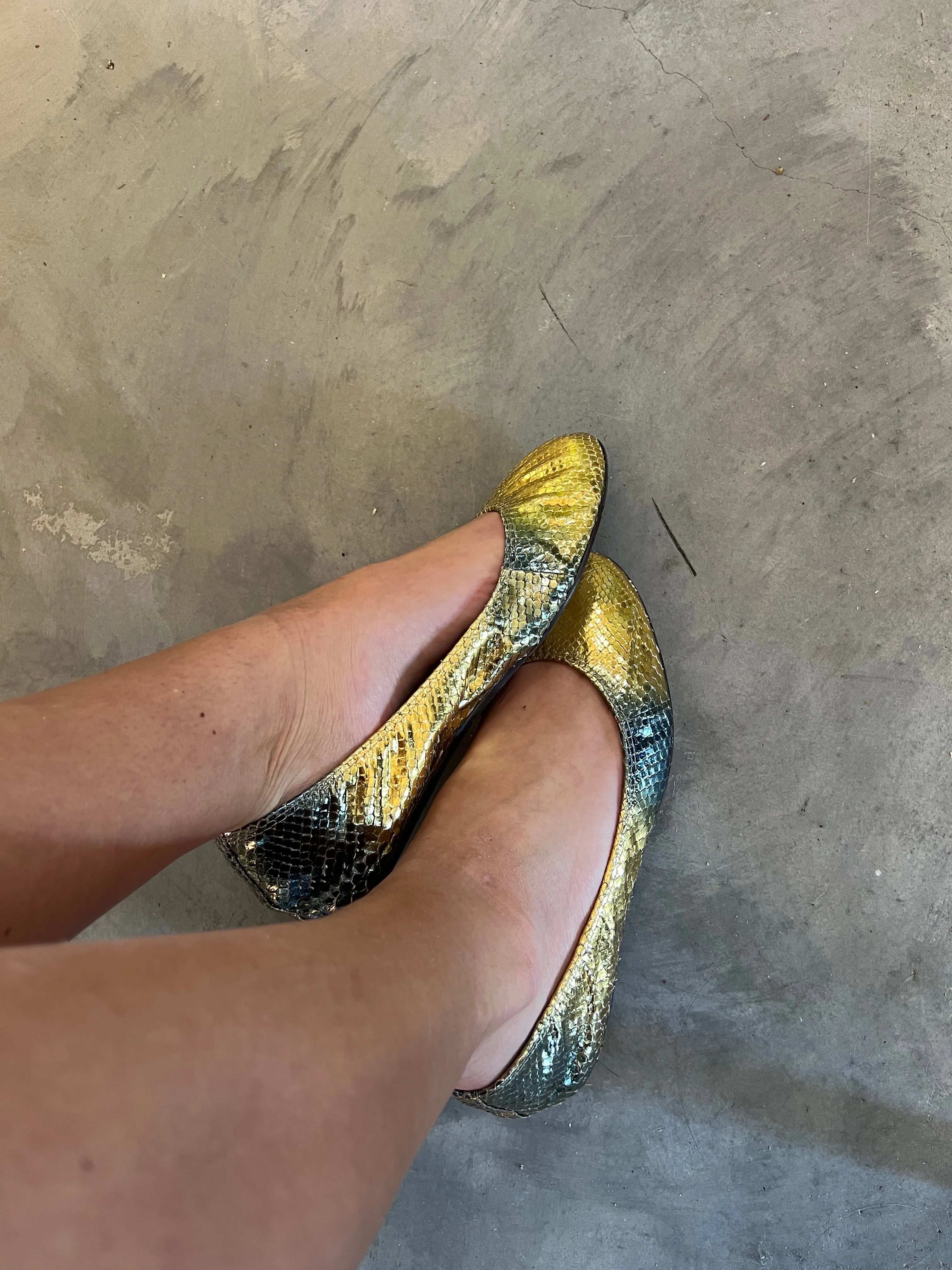 Lanvin ballerina metallic gold/blue