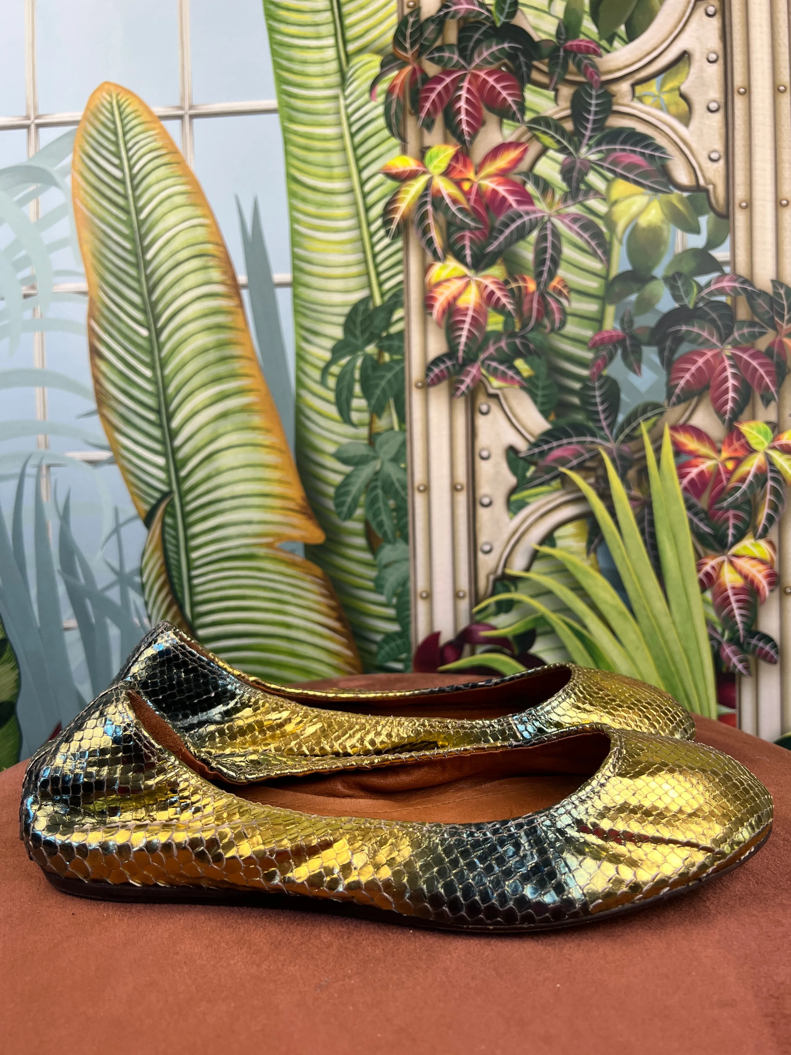 Lanvin ballerina metallic gold/blue