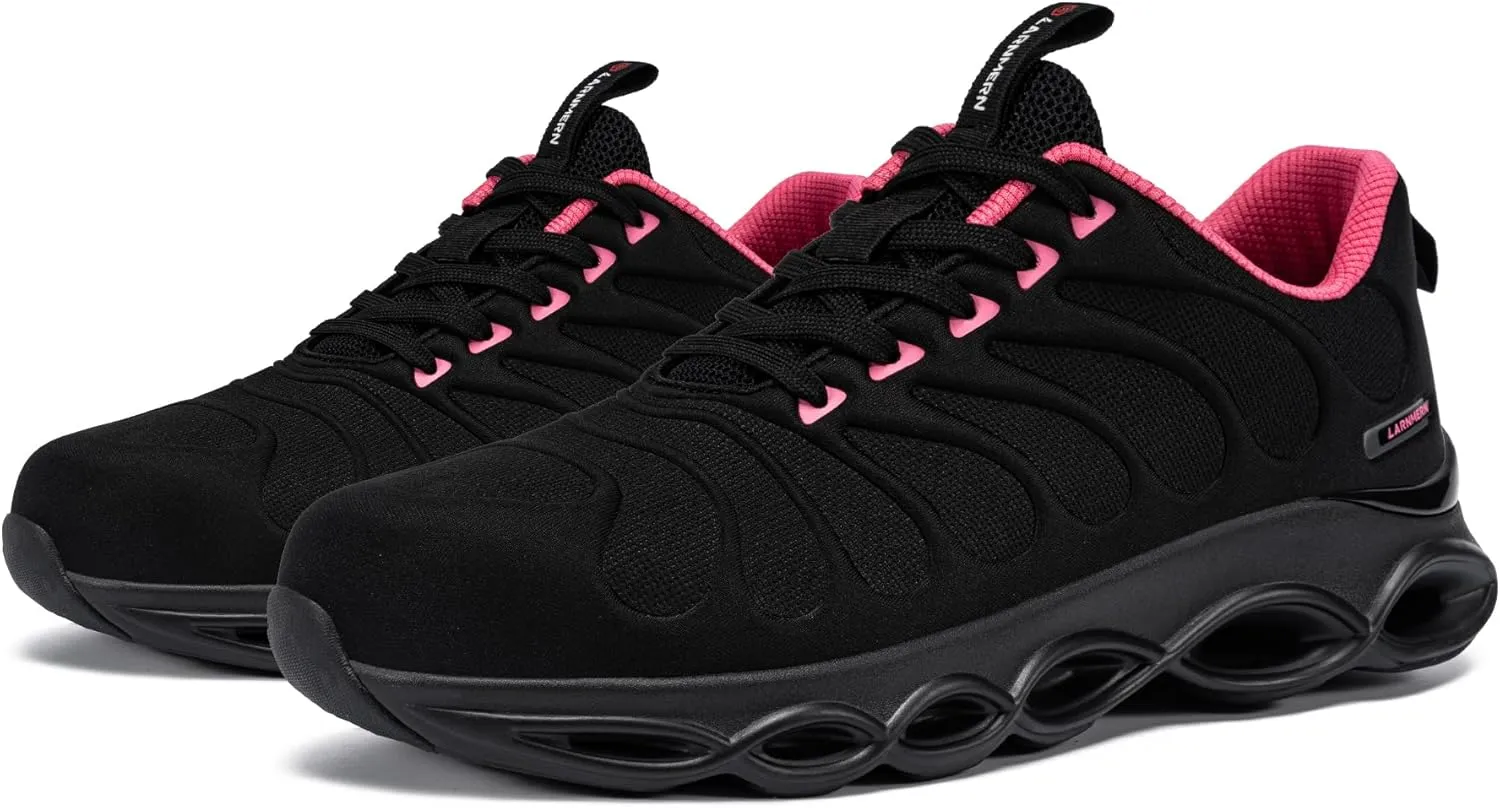 LARNMERN Steel Toe Shoes for Men Women Wide Lightweight Safety Sneakers Comfortable Safety Shoes Colorful Tennis Work Shoes