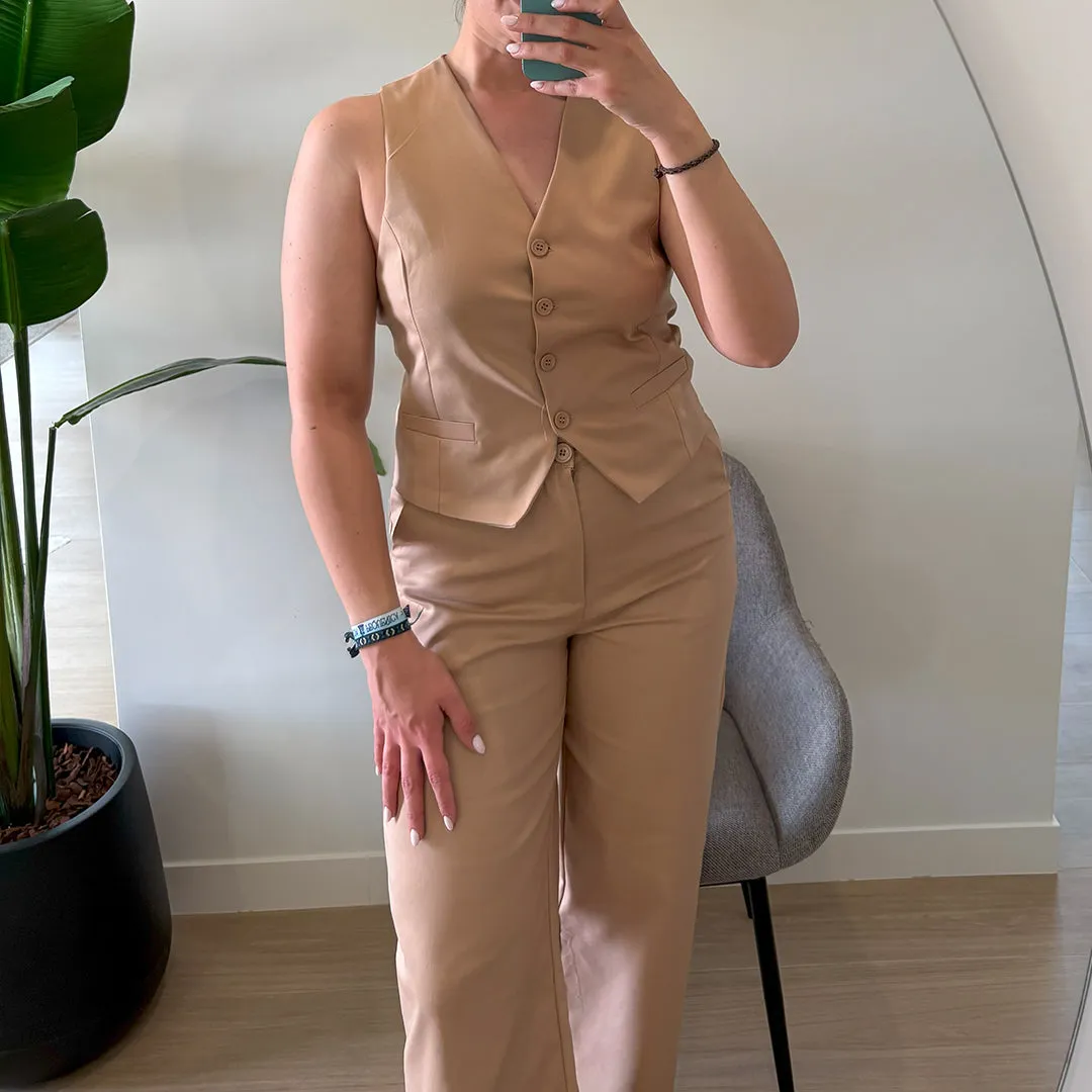 Layne  Elegant Vest & Wide Leg Pants