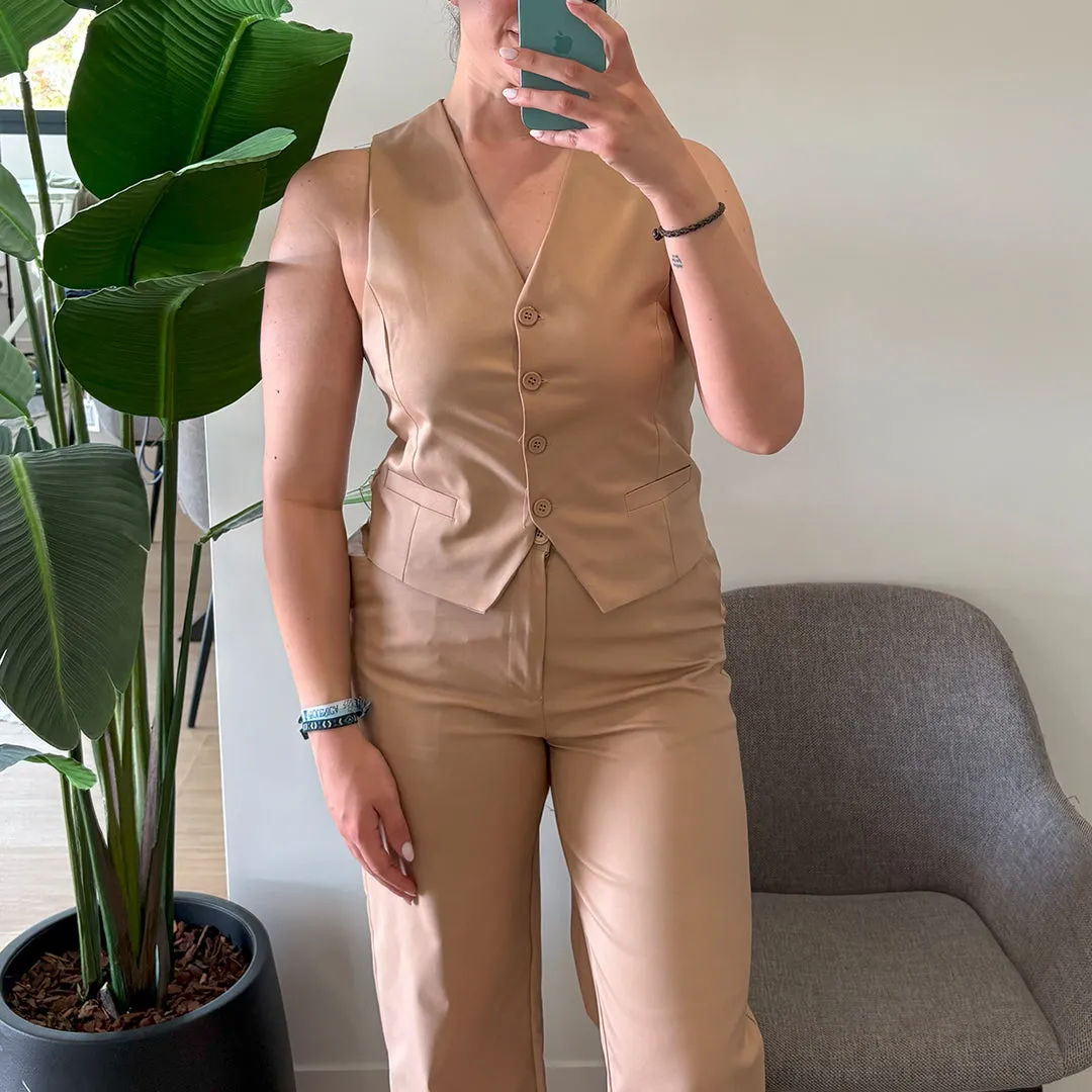 Layne  Elegant Vest & Wide Leg Pants