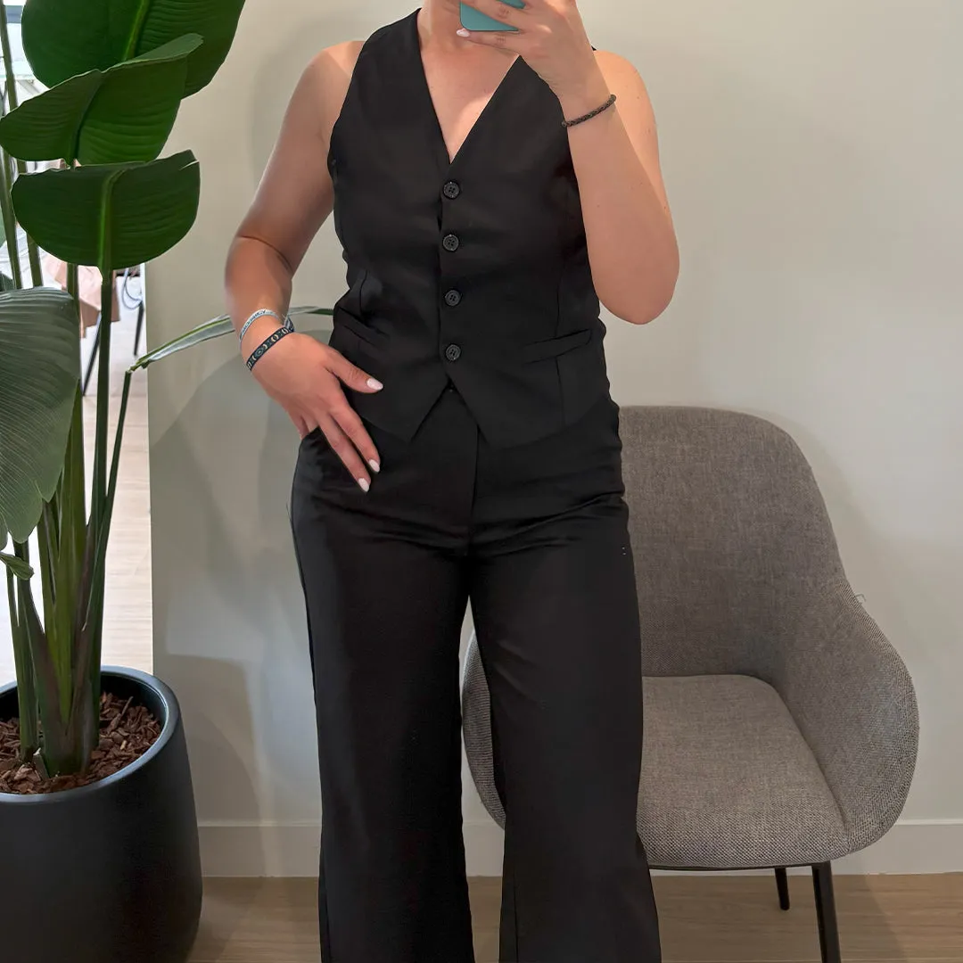 Layne  Elegant Vest & Wide Leg Pants