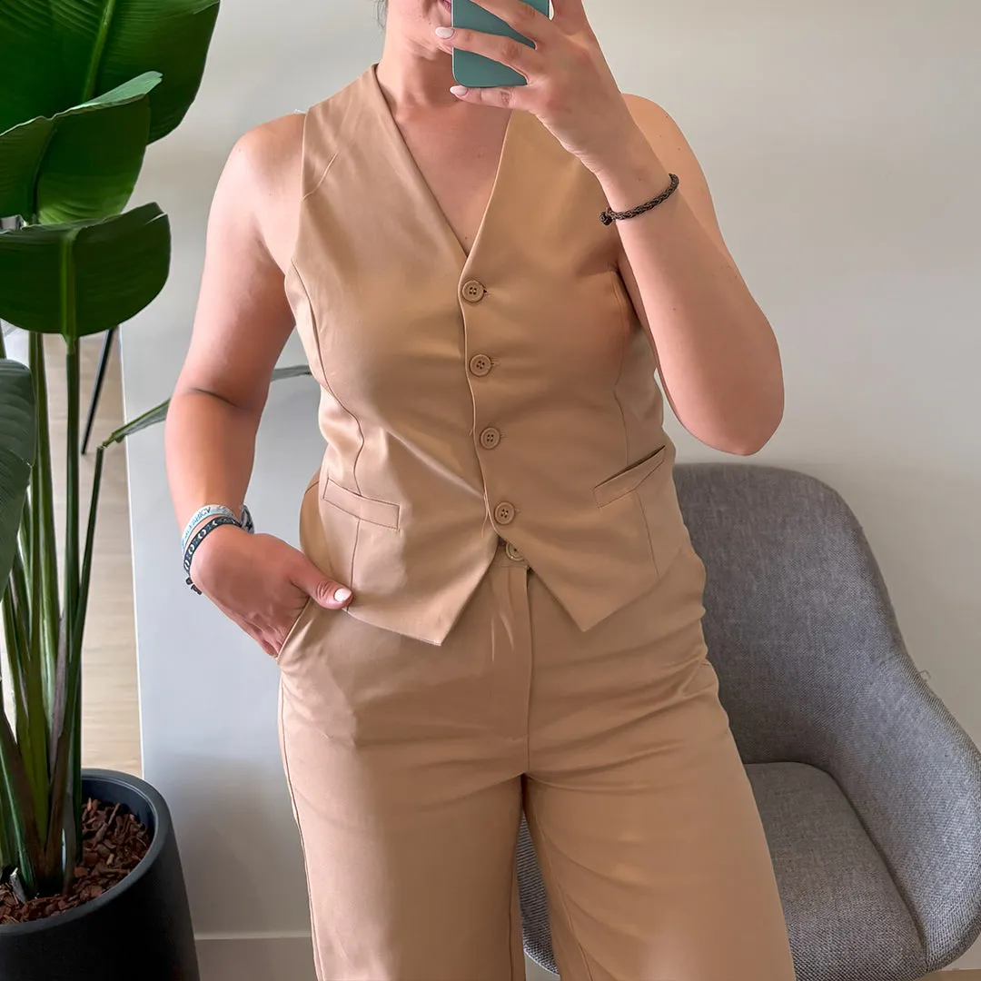Layne  Elegant Vest & Wide Leg Pants