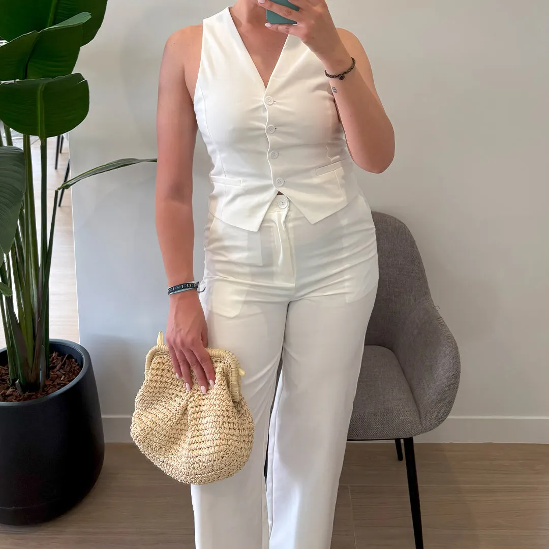 Layne  Elegant Vest & Wide Leg Pants