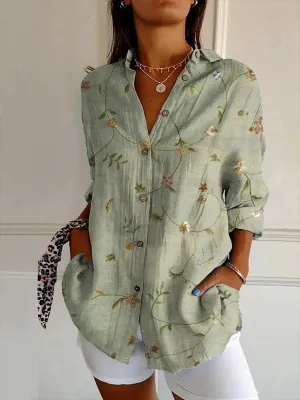 Leila - Green Floral Blouse