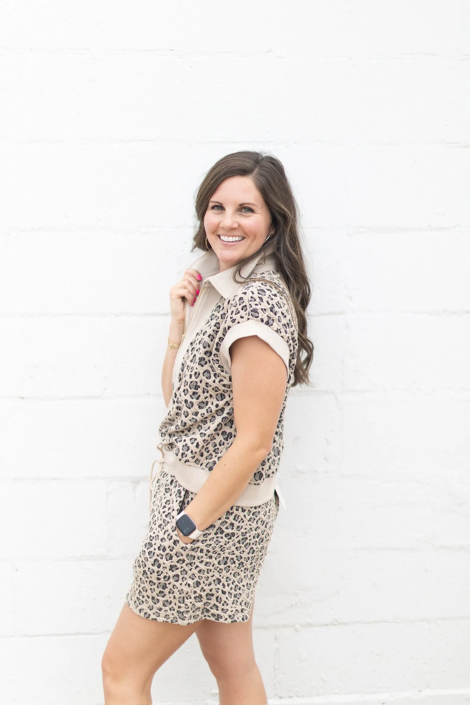 Leopard Half Zip Top