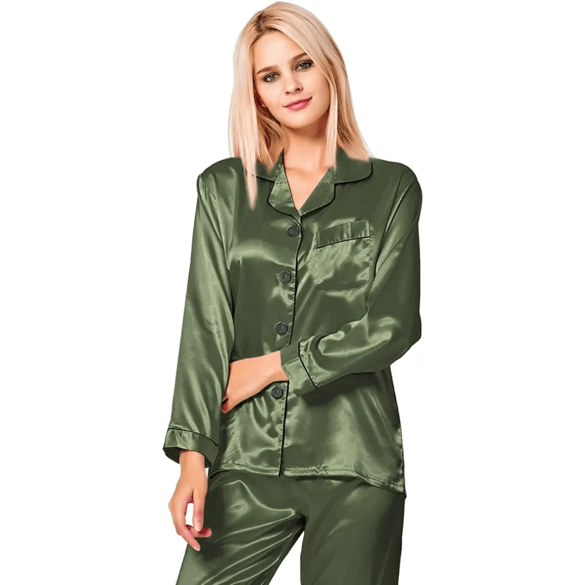 Long Sleeve Pajama Set   Comfortable and Stylish Silk Satin Sleepwear