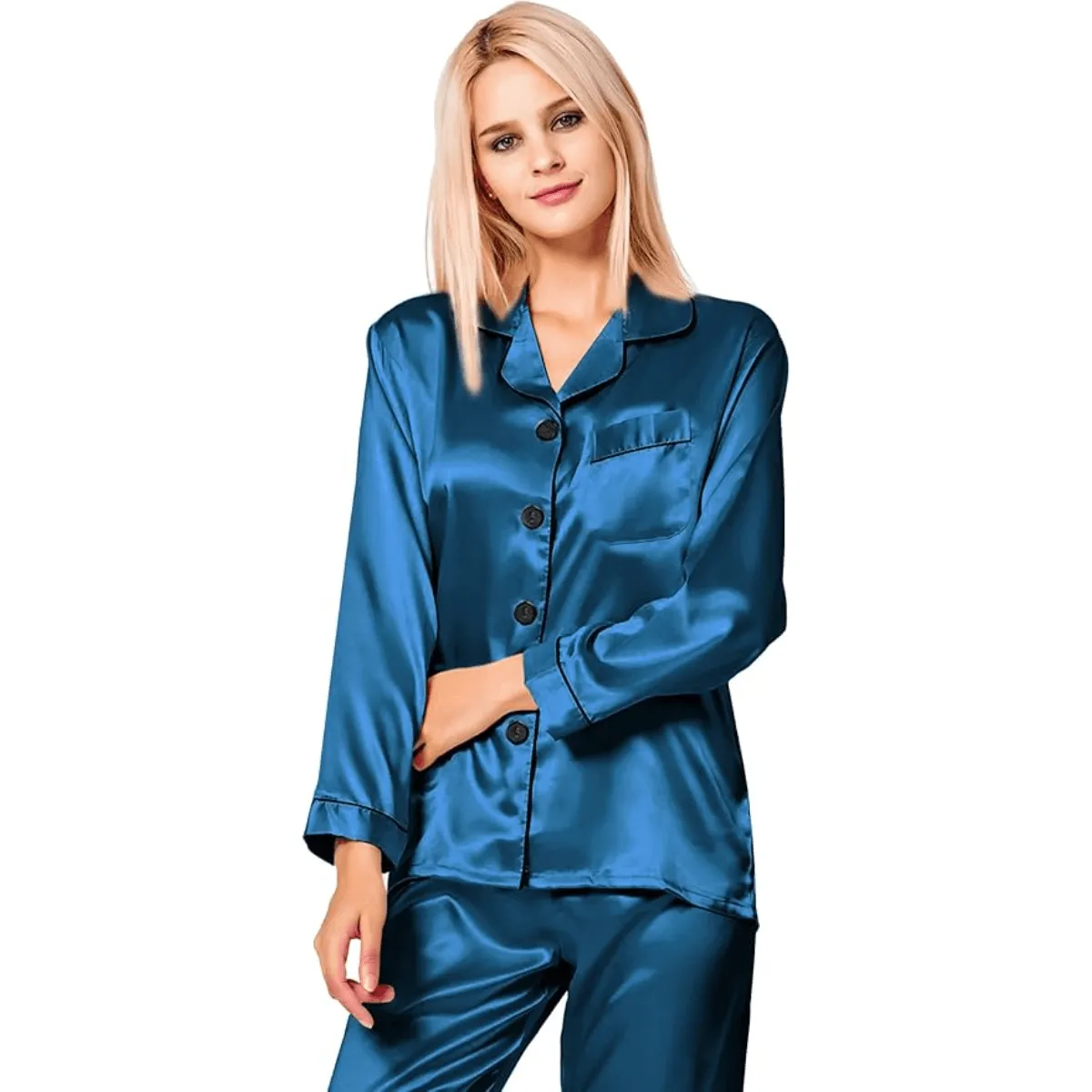 Long Sleeve Pajama Set   Comfortable and Stylish Silk Satin Sleepwear
