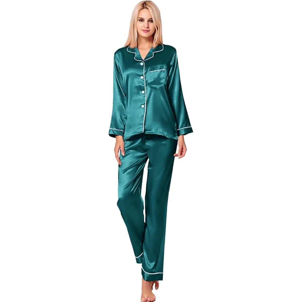 Long Sleeve Pajama Set   Comfortable and Stylish Silk Satin Sleepwear