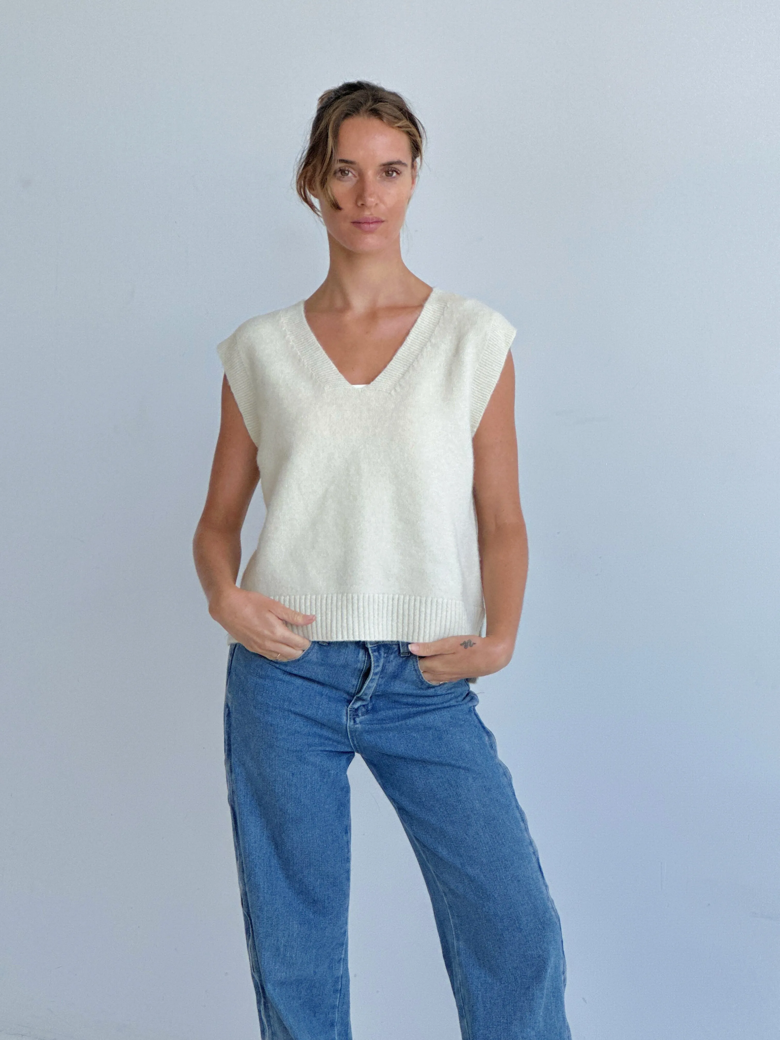 Luella Knit Vest Tank Cream