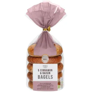 M&S Food 5 Cinnamon & Raisin Bagels 425g