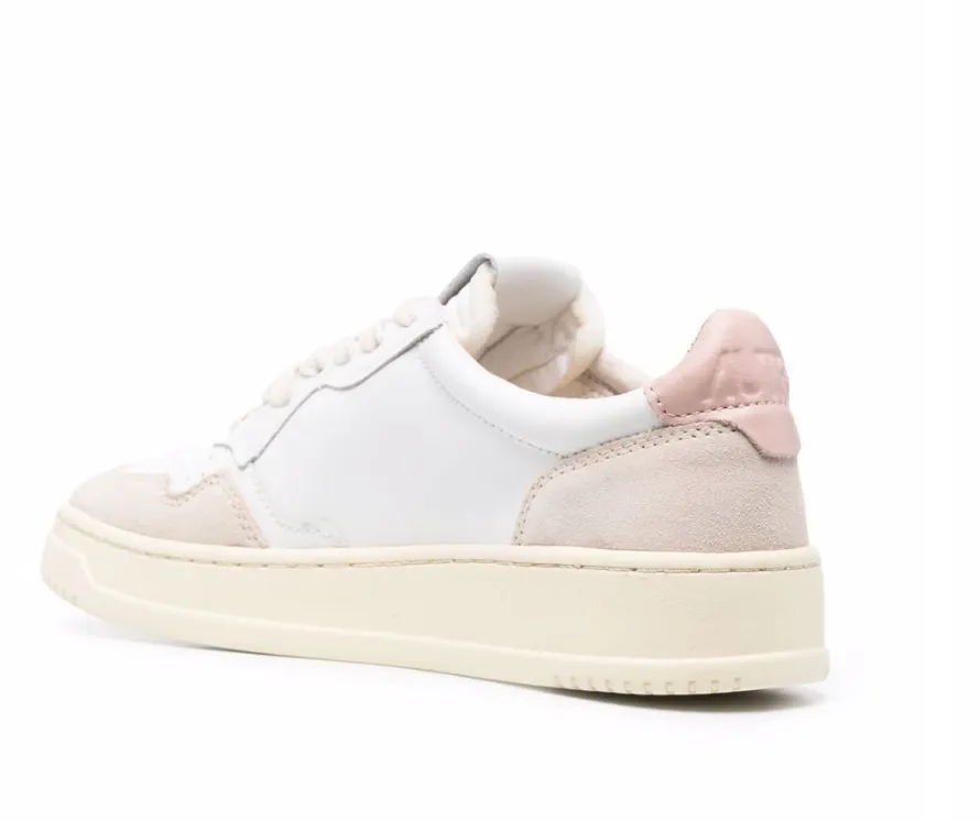 Medalist Low Top Trainers in Leat/Suede Wht/Pow