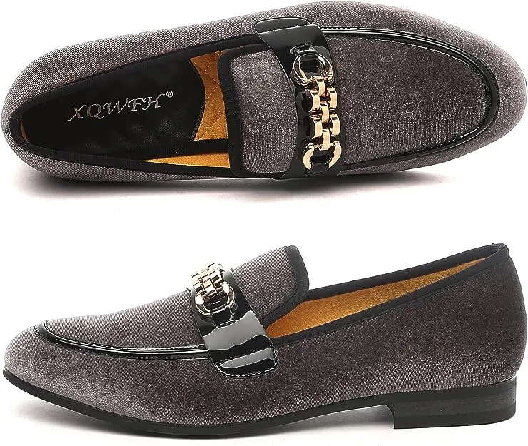 Men's Formal Lime Green Velvet Fashionable Dress Loafer Shoes