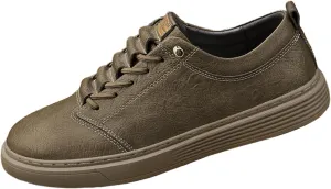 Men's Leather Fashion Sneakers Low Top Lace Up Round-Toe Waterproof Casual Sneake Retro Comfortable Business Oxford Dress Shoes