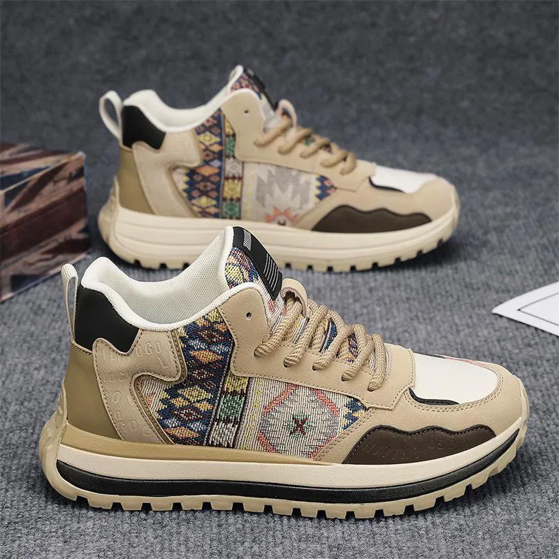 Men's new comfortable fabric high rise thick sole versatile casual shoes