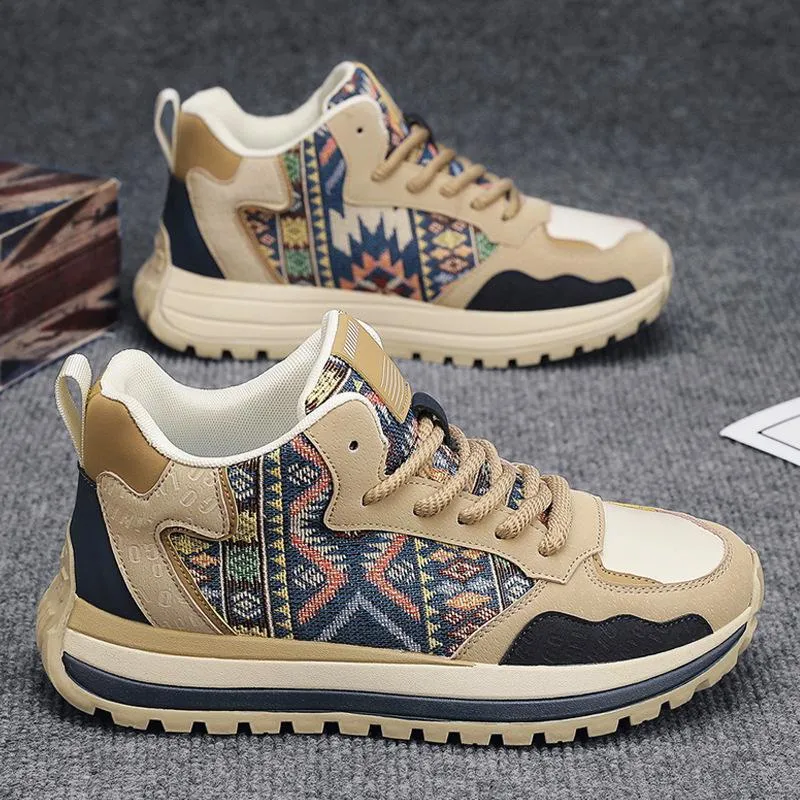 Men's new comfortable fabric high rise thick sole versatile casual shoes