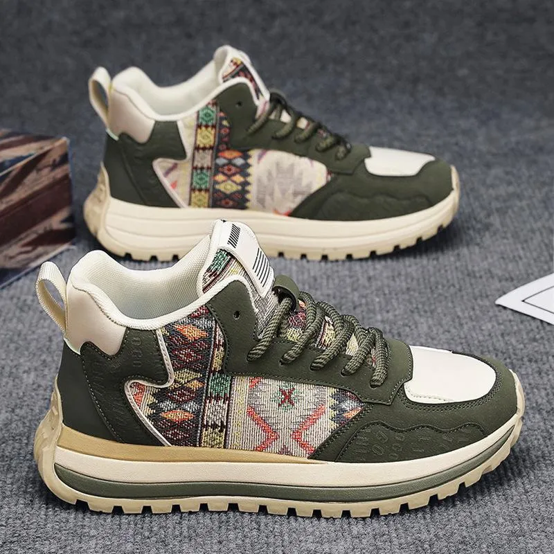 Men's new comfortable fabric high rise thick sole versatile casual shoes
