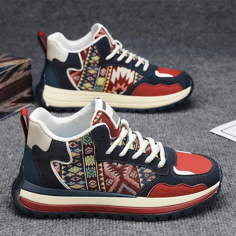 Men's new comfortable fabric high rise thick sole versatile casual shoes