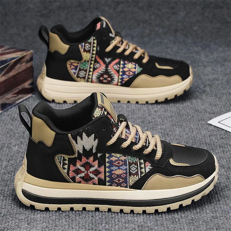 Men's new comfortable fabric high rise thick sole versatile casual shoes