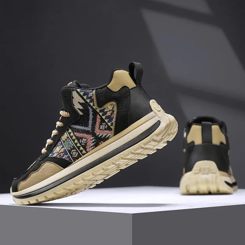 Men's new comfortable fabric high rise thick sole versatile casual shoes