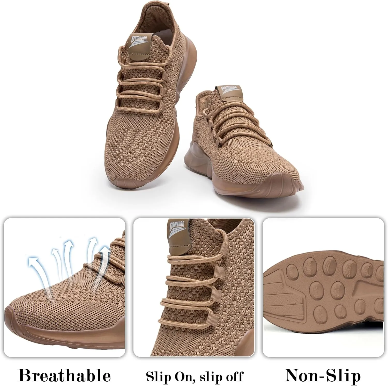 Mens Running Shoes Women Slip On Tennis Walking Sneakers Athletic Breathable Non Slip Gym Casual Lightweight Workout Sport Unisex Shoe