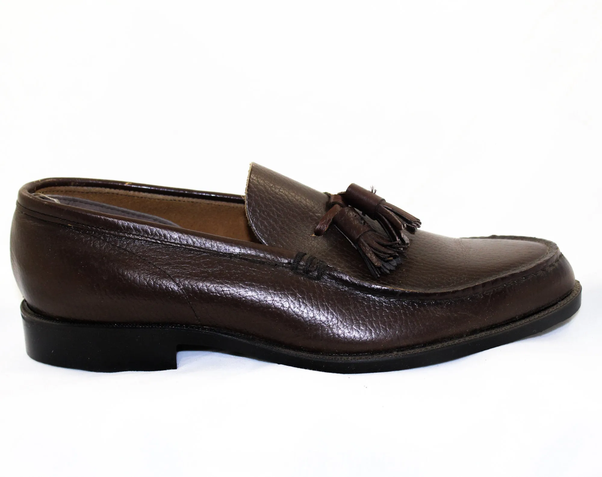 Men's Size 5 1/2 Shoes - 1950s Brown Leather Mens Loafers with Classic Tassels - Preppy 50s 60s - 5.5 - NOS Original Box 50s Deadstock